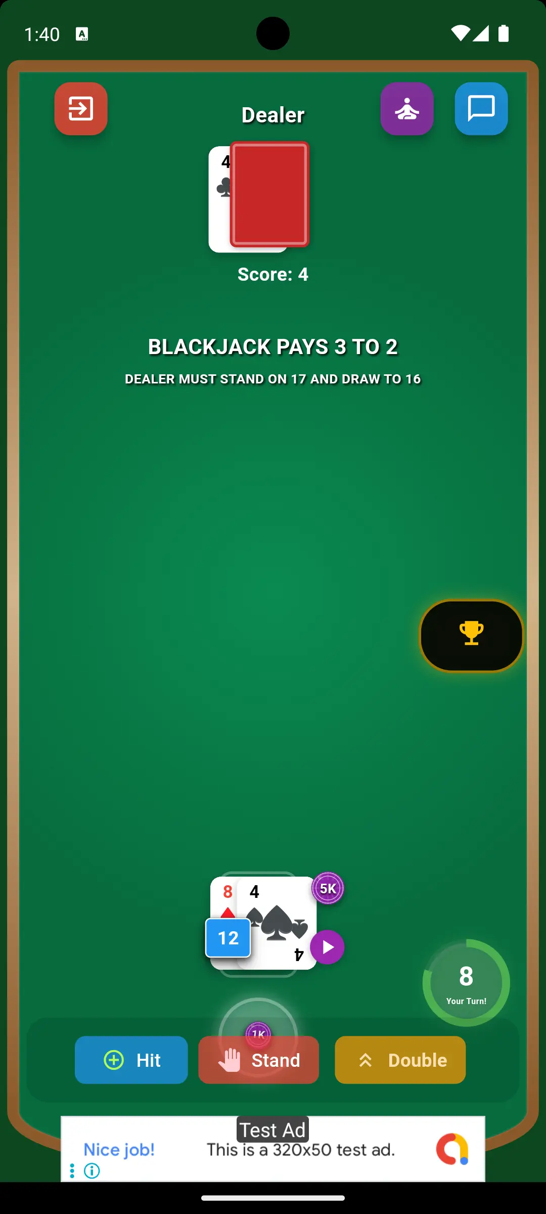 Lucky21 BlackJack Masa Görüntüsü